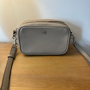Tory Burch Mini Bombe Crossbody - Grey with adjustable strap